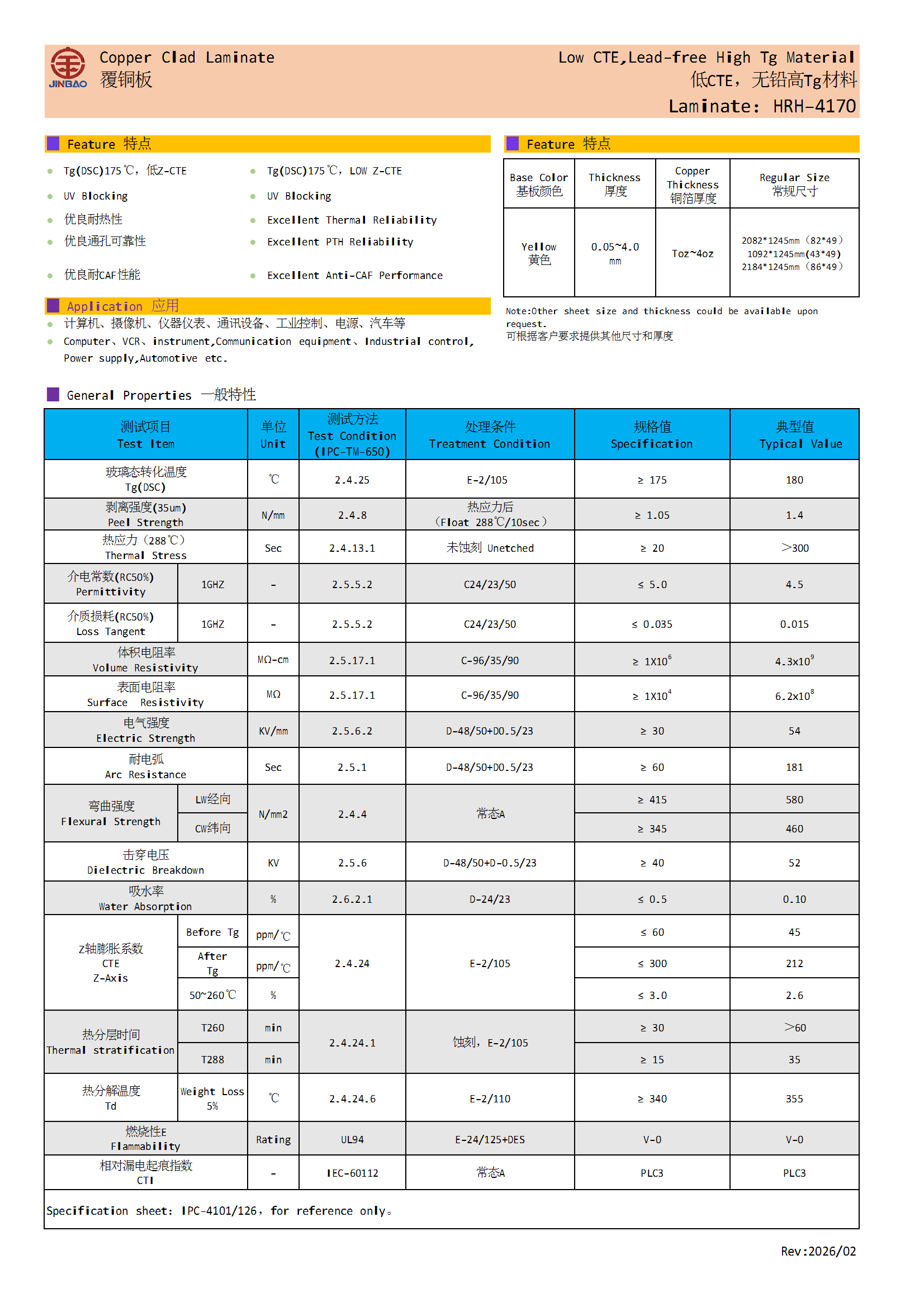 HRH-4170覆铜箔层压板